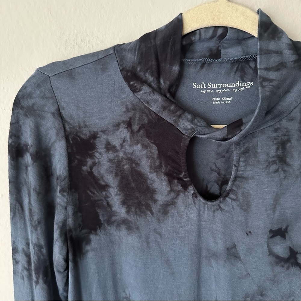Soft Surroundings nerissa tie dye key hole long sleeve shirt Blue XS - Picture 10 of 10